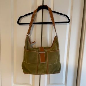 Lambertson Truex olive suede shoulder bag.